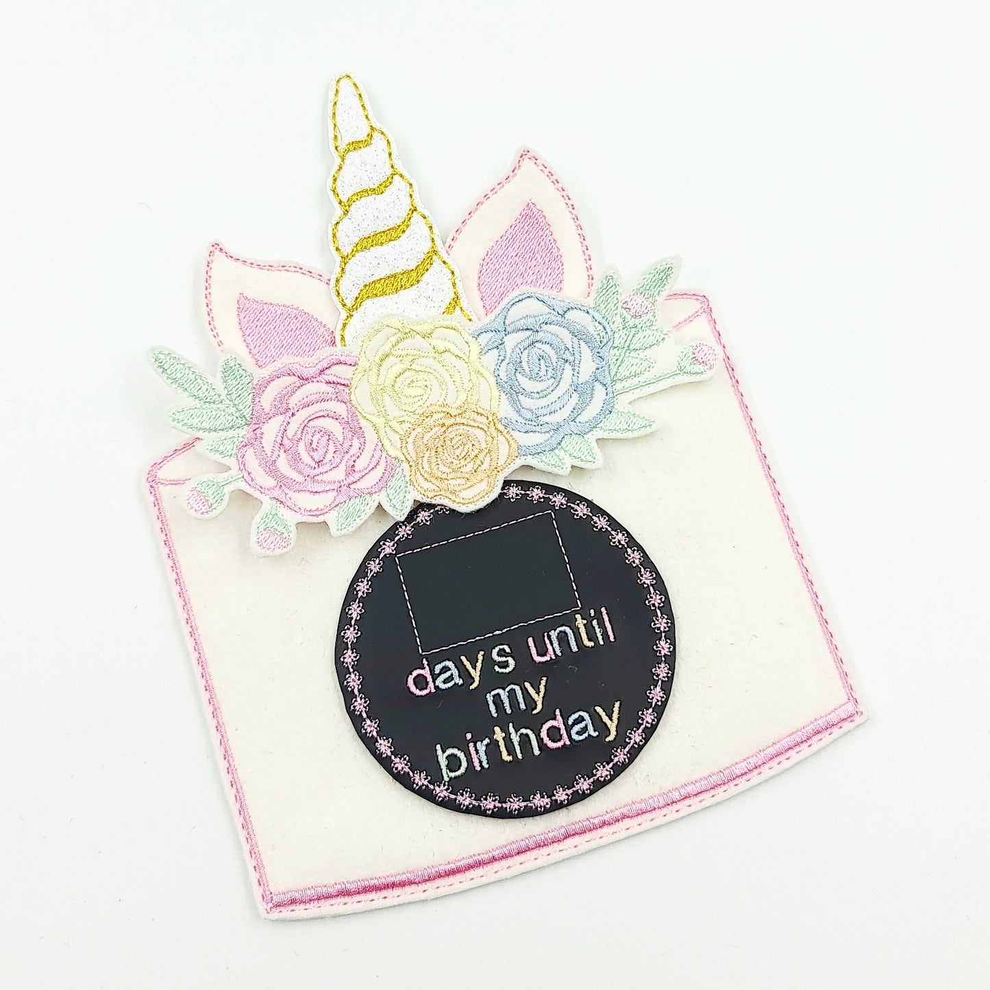 Unicorn Birthday ‘Chalk it’ wall Hanger | Digital Embroidery File