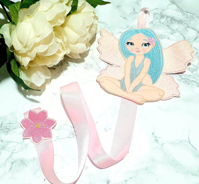 Blue Hair Fairy Bow Holder - Digital Embroidery File