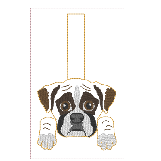 Boxer Dog Keyring - Digital Embroidery File