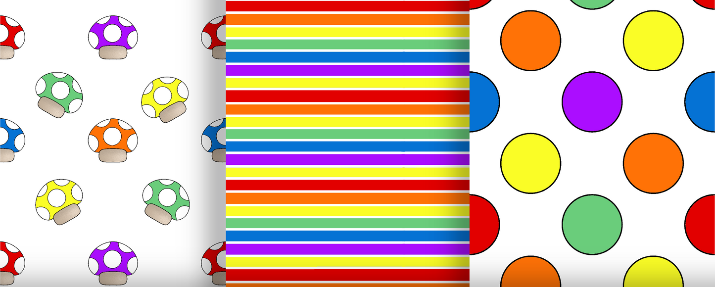 Bright Rainbow Mushrooms & Polka Artisan Leatherette