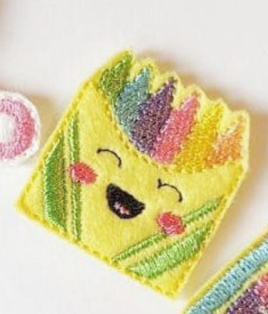 Kawaii School crayons feltie in 3 sizes  | Digital Embroidery File