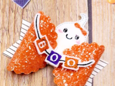 Ghost with Hair Bow Peeker | Digital Embroidery File