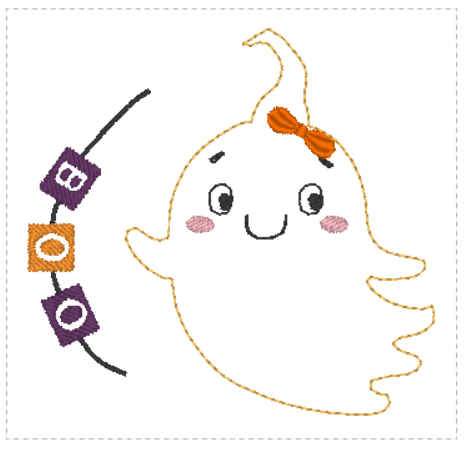 Ghost with Hair Bow Fur Baby | Digital Embroidery File