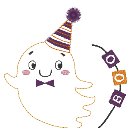 Ghost with Party Hat Fur Baby | Digital Embroidery File