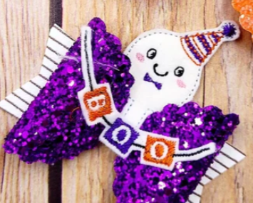 Ghost with Party Hat Bow Peeker | Digital Embroidery File