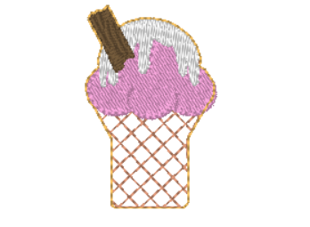 Ice-Cream and Flake feltie in 2 sizes | Digital Embroidery File
