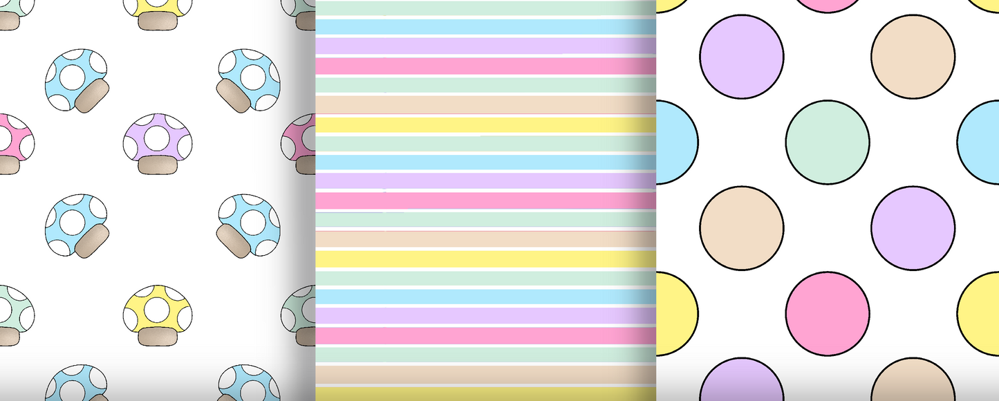 Pastel Rainbow Mushrooms & Polka Artisan Leatherette