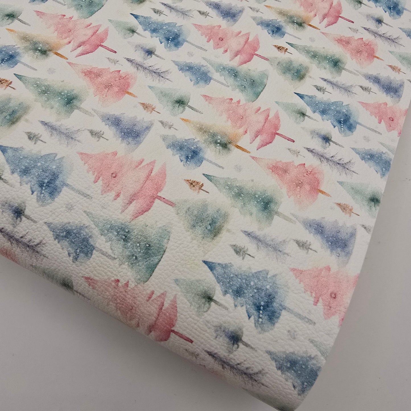 Watercolour Pastel Xmas Trees Artisan Leatherette