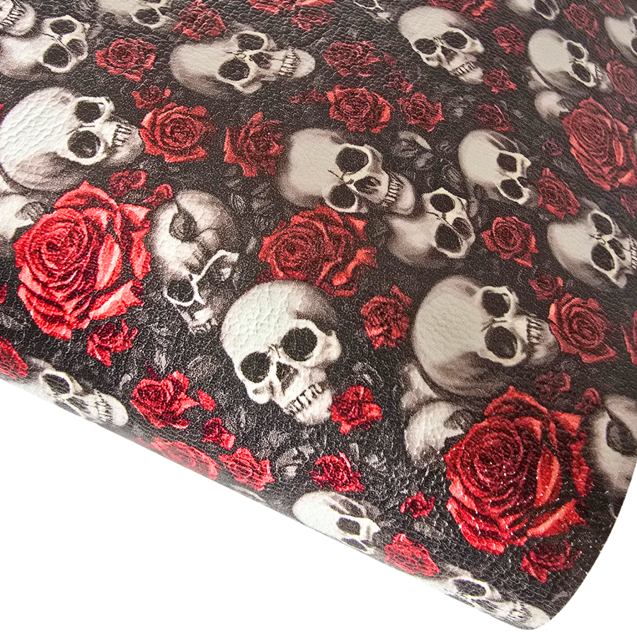 Red Rose Skull Artisan Leatherette