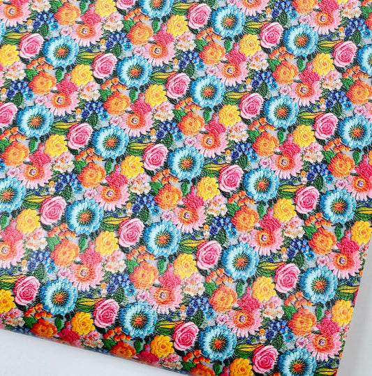 Embroidery Flowers Style 1 Artisan Leatherette