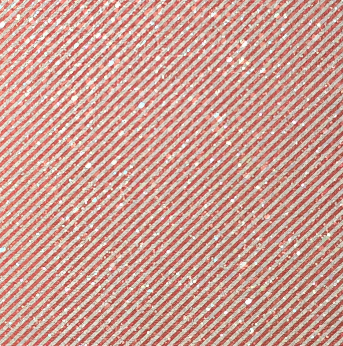 Candy Cane Red & White Narrow Stripe Printed Chunky Glitter