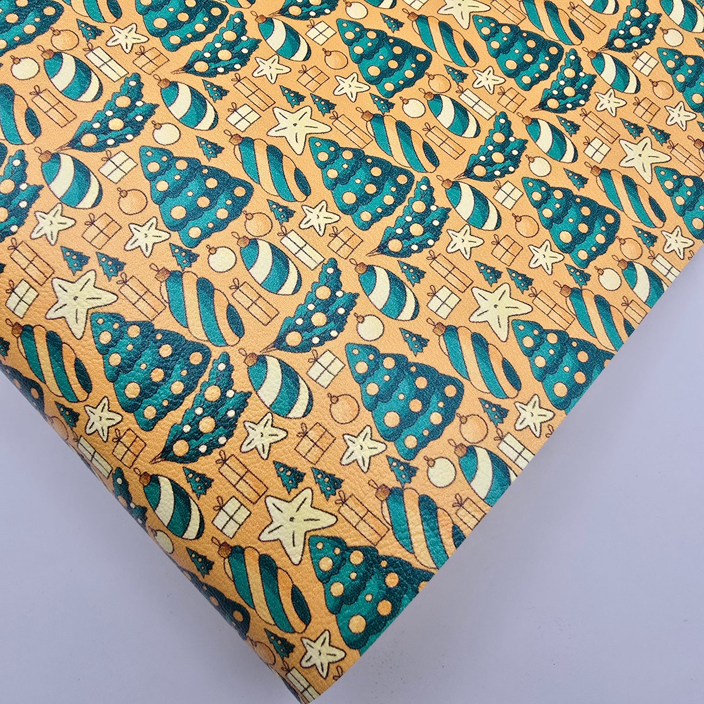 Christmas Trees on Gold Artisan Leatherette