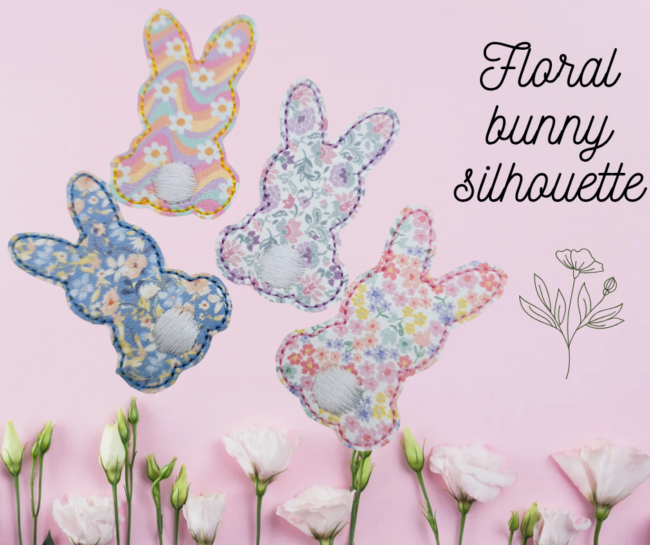 Floral Bunny Silhouette Feltie / strip of 3