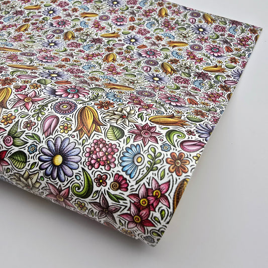 Doodle Flowers Artisan Leatherette