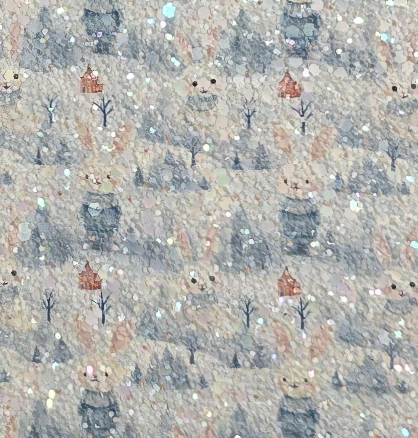 Bunnies in the blue forest Printed Chunky Glitter