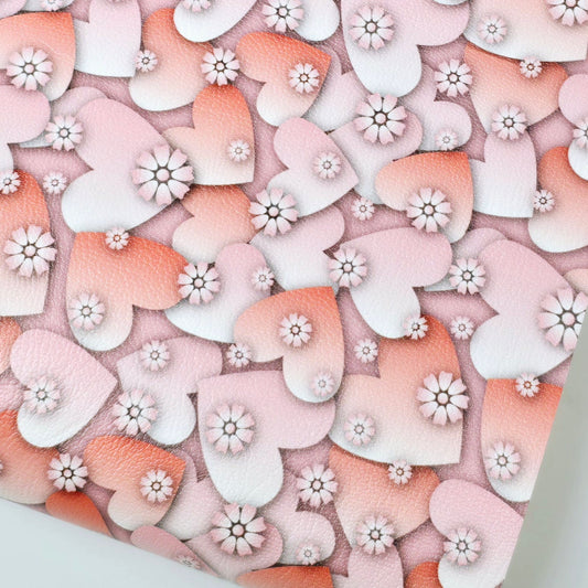 3D Daisy Heart Artisan Leatherette