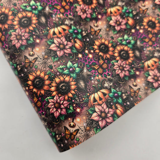 Halloween Leopard Sunflowers Artisan Leatherette