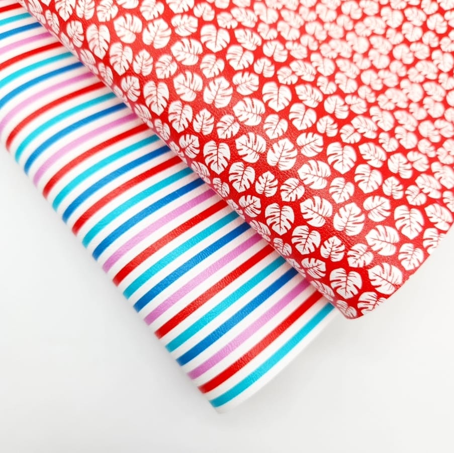 Red & Blue Stripe Artisan Leatherette