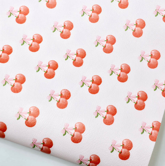 Cherry on Top  on Pale Pink Artisan Leatherette