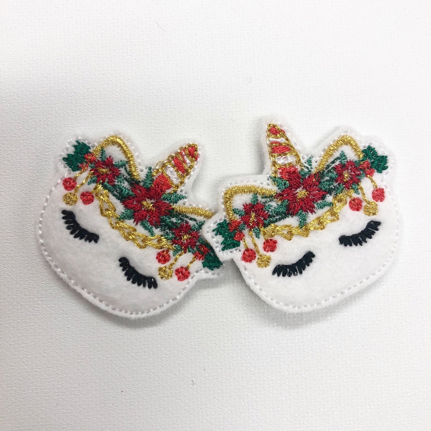 Christmas Sleepy Unicorn Felties - strip of 3