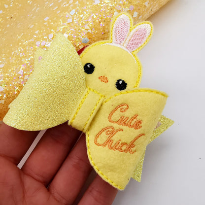 Bunny and Chick Bow Peeker Featuring the Dolly Bow by Felt Better