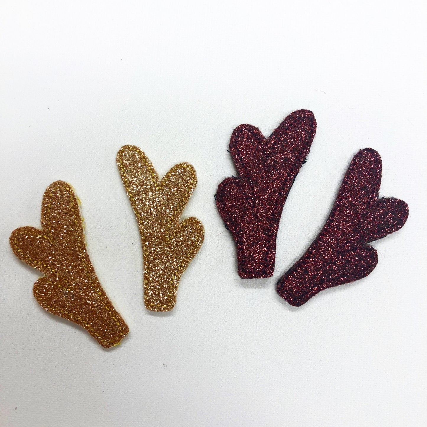 Glitter Reindeer Antler and Noses Felties / strip of 3