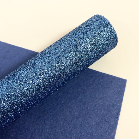 Light Denim Blue Glitter Felt