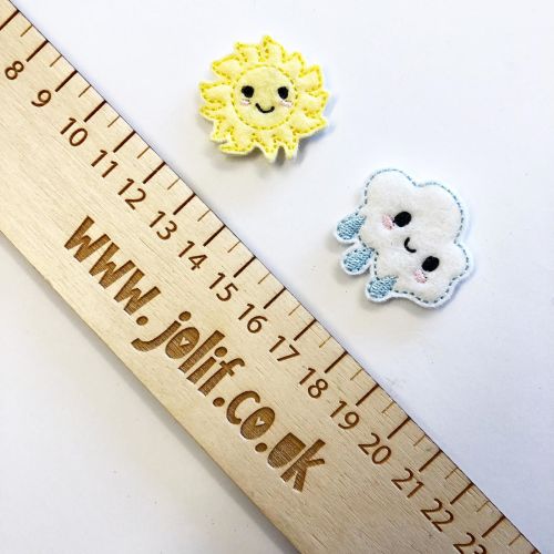 Kawaii Sun & Raincloud Feltie / Strip of 3