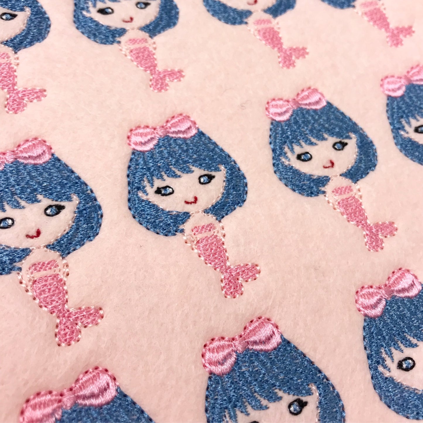 Blue Hair Don't Care Mermaid Feltie - strip of 3