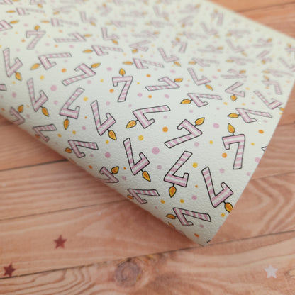 Birthday Candle Numbers Artisan Leatherette - Pink