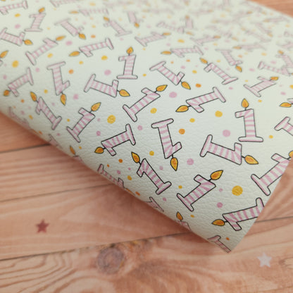 Birthday Candle Numbers Artisan Leatherette - Pink