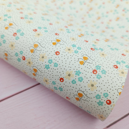 Tiny Polka Dot Flowers Artisan Leatherette