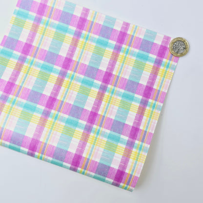 Pink & Aqua Plaid Artisan Leatherette