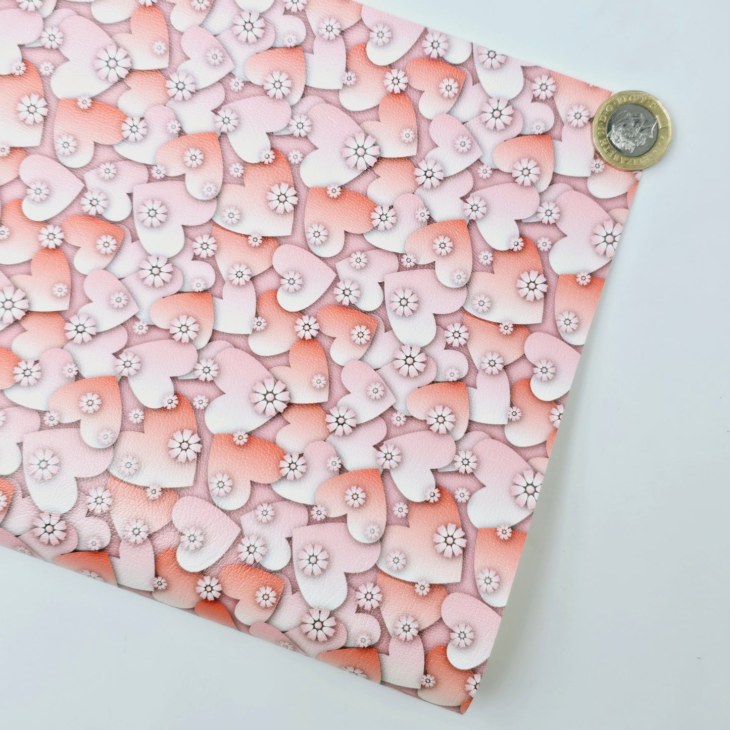 3D Daisy Heart Artisan Leatherette