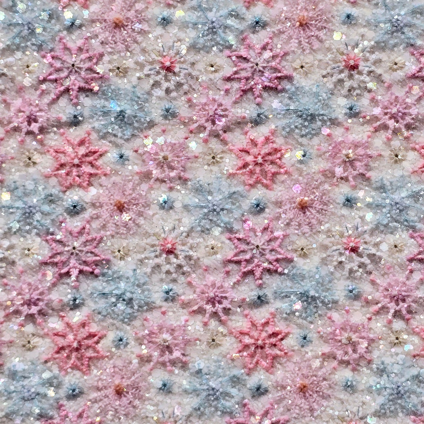 Embroidery Snowflakes on Fur Flowers Chunky Glitter