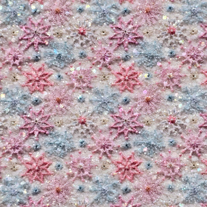 Embroidery Snowflakes on Fur Flowers Chunky Glitter