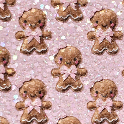 Gingerbread on Pink Stars Chunky Glitter