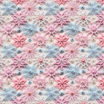 Embroidery Snowflakes on Fur  Artisan Leatherette