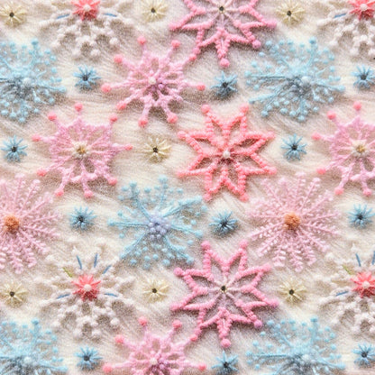 Embroidery Snowflakes on Fur  Artisan Leatherette