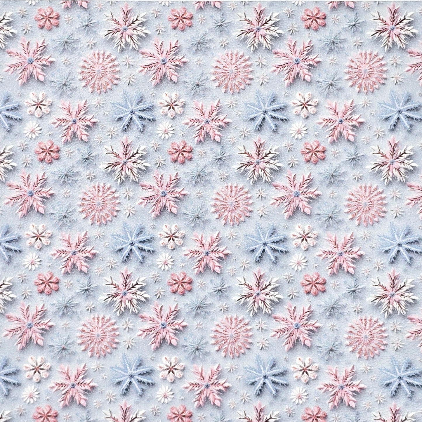 3D Pink & Blue Snowflakes Artisan Leatherette