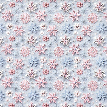 3D Pink & Blue Snowflakes Artisan Leatherette