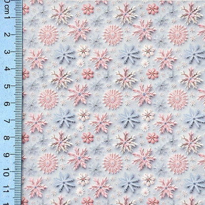 3D Pink & Blue Snowflakes Artisan Leatherette