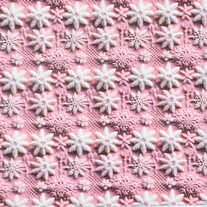 Pink Embroidery Effect Snowflakes Artisan Leatherette