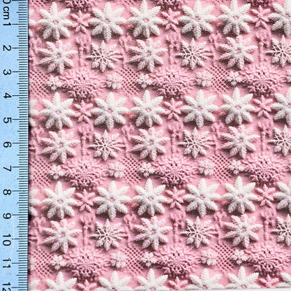 Pink Embroidery Effect Snowflakes Artisan Leatherette