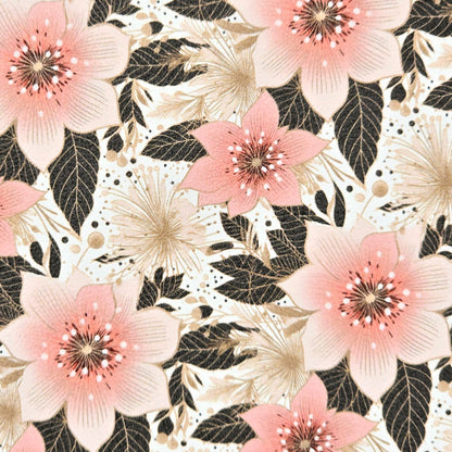 Pink Christmas Poinsetta with Black Leaves Artisan Leatherette