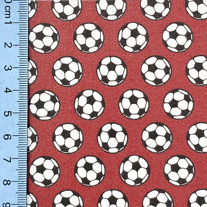 Footballs on Red Artisan Leatherette