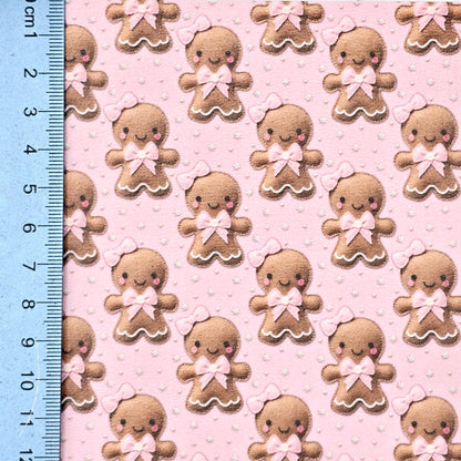 Gingerbread on Pink Stars Artisan Leatherette