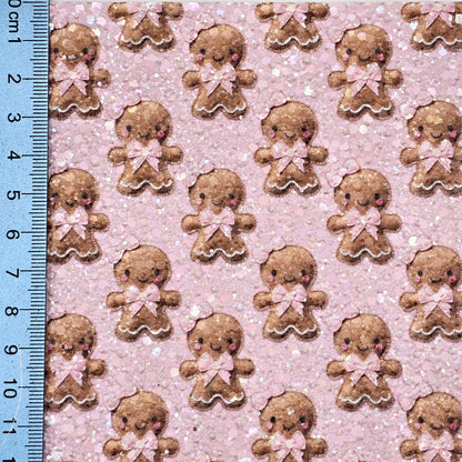 Gingerbread on Pink Stars Chunky Glitter