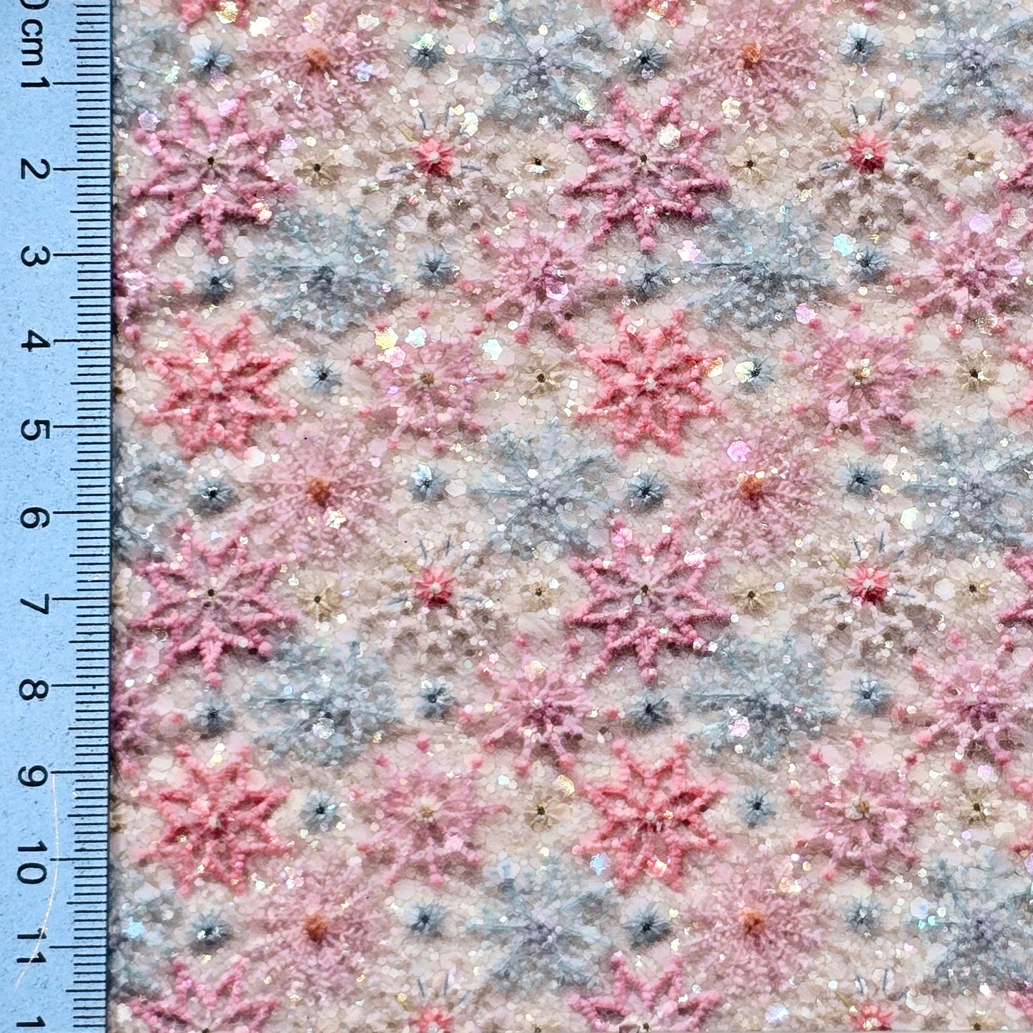 Embroidery Snowflakes on Fur Flowers Chunky Glitter