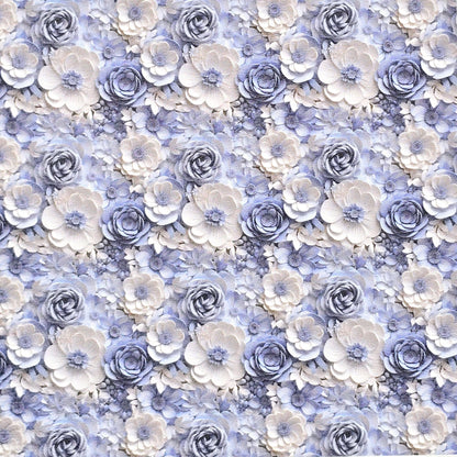Blue and White 3D Floral Artisan Leatherette